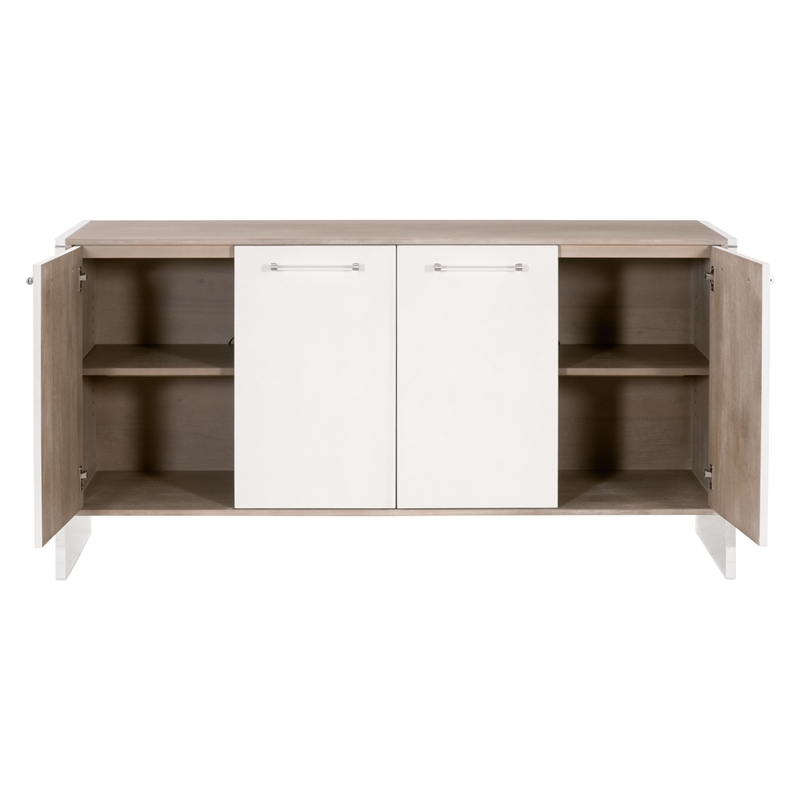 Lorin Shagreen Sideboard - Pearl Shagreen Resin and Natural Gray Acacia