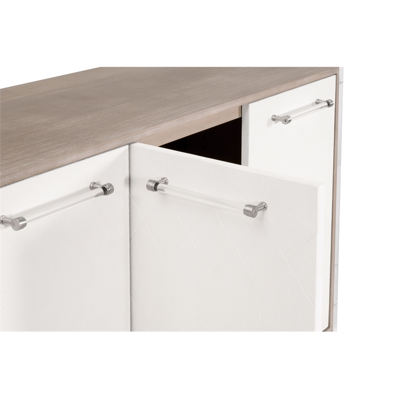 Lorin Shagreen Sideboard - Pearl Shagreen Resin and Natural Gray Acacia