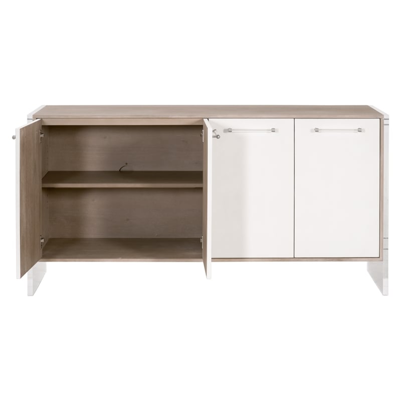 Lorin Shagreen Sideboard - Pearl Shagreen Resin and Natural Gray Acacia