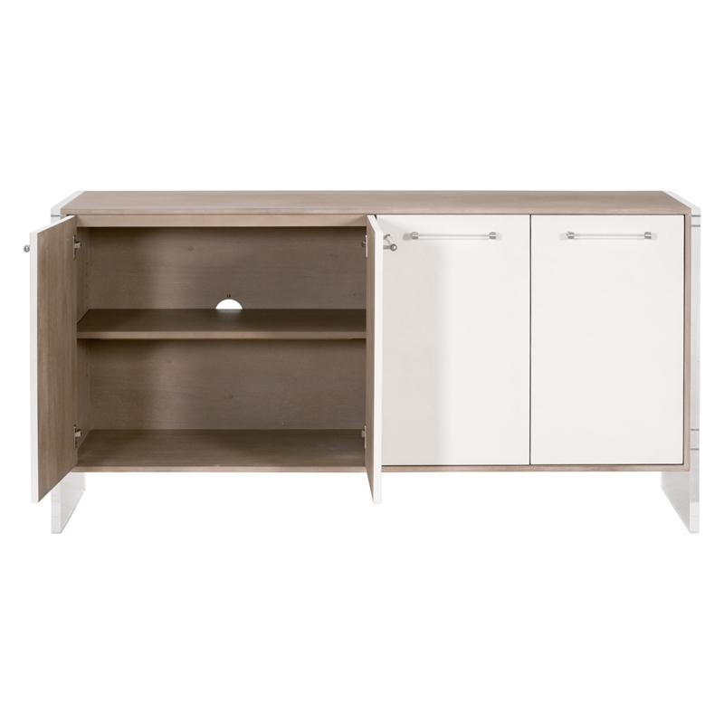 Lorin Shagreen Sideboard - Pearl Shagreen Resin and Natural Gray Acacia