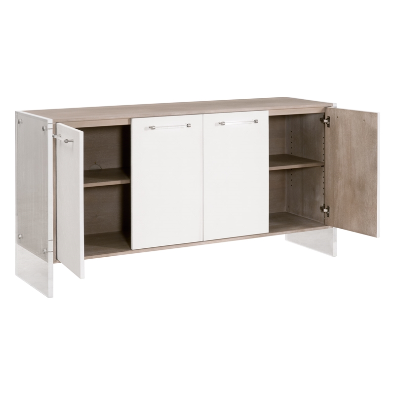 Lorin Shagreen Sideboard - Pearl Shagreen Resin and Natural Gray Acacia