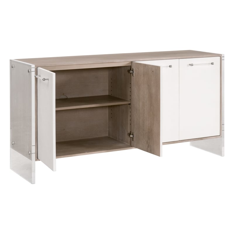 Lorin Shagreen Sideboard - Pearl Shagreen Resin and Natural Gray Acacia