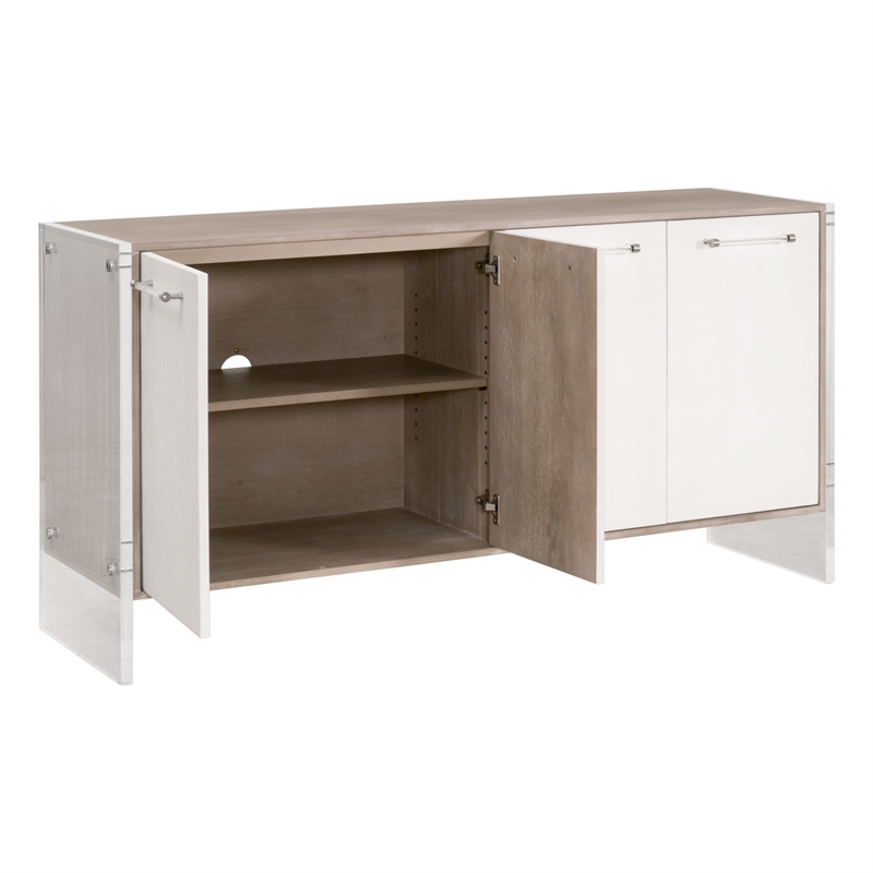 Lorin Shagreen Sideboard - Pearl Shagreen Resin and Natural Gray Acacia