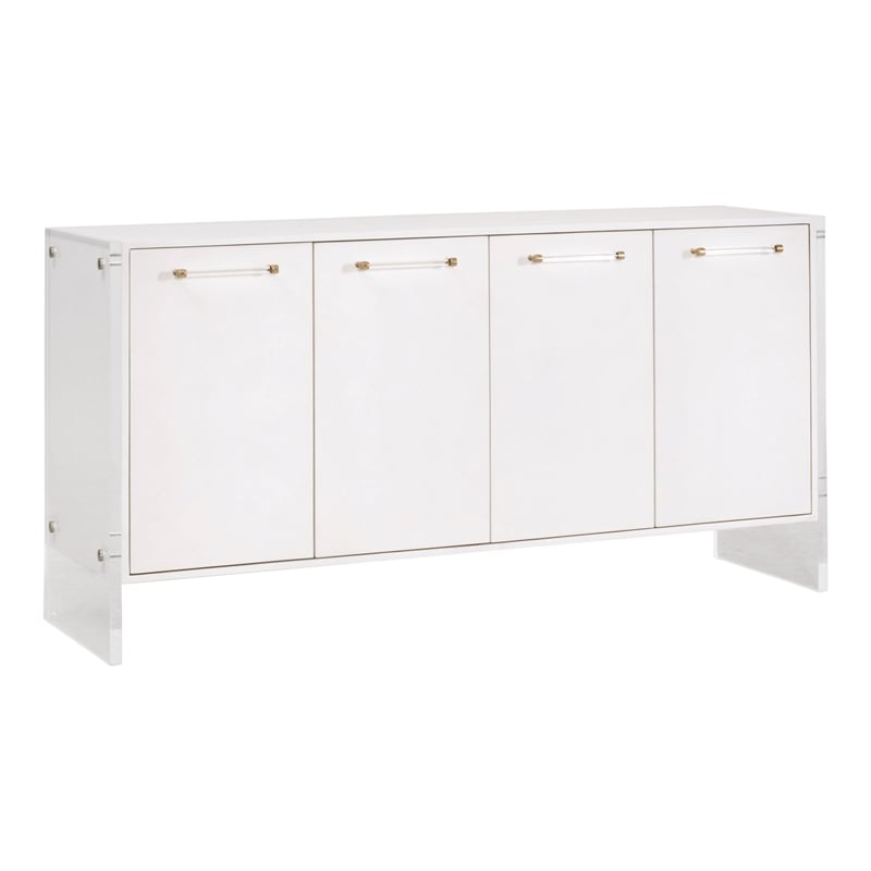 Sonia Shagreen Media Sideboard - Pearl Shagreen Resin and Lucite