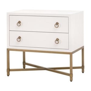 Strand Shagreen 2-Drawer Nightstand - Pearl Shagreen Resin and Brushed Gold