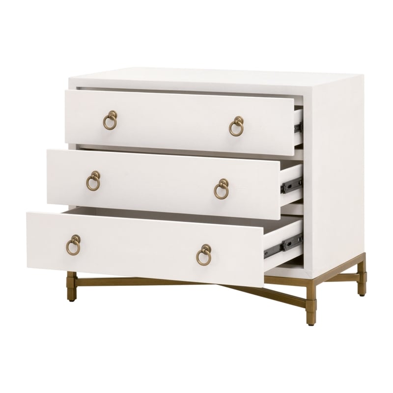 Strand Shagreen 3-Drawer Nightstand - Pearl Shagreen Resin and Brushed Gold