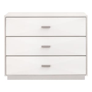 Wynn Shagreen 3-Drawer Nightstand - Pearl Shagreen Resin and Stainless Steel