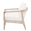 Pacific Club Chair - Natural Gray Solid Wood with White Upholstery and Rope