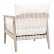 Pacific Club Chair - Natural Gray Solid Wood with White Upholstery and Rope