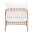 Pacific Club Chair - Natural Gray Solid Wood with White Upholstery and Rope