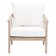 Pacific Club Chair - Natural Gray Solid Wood with White Upholstery and Rope