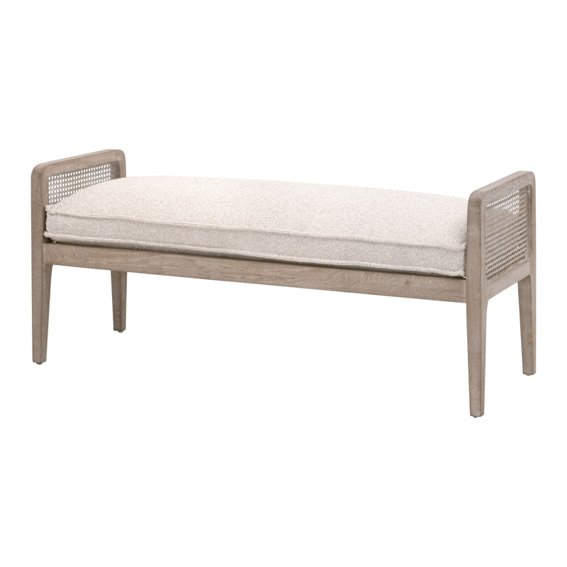 Leone Bench - Performance Beige Fabric and Natural Gray Oak