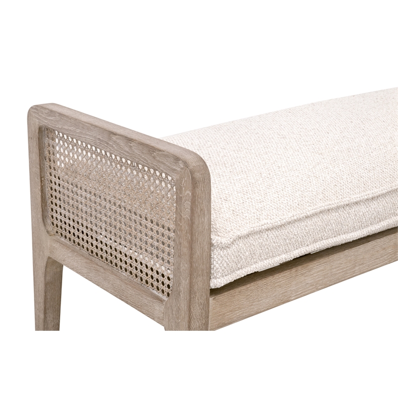 Leone Bench - Performance Beige Fabric and Natural Gray Oak