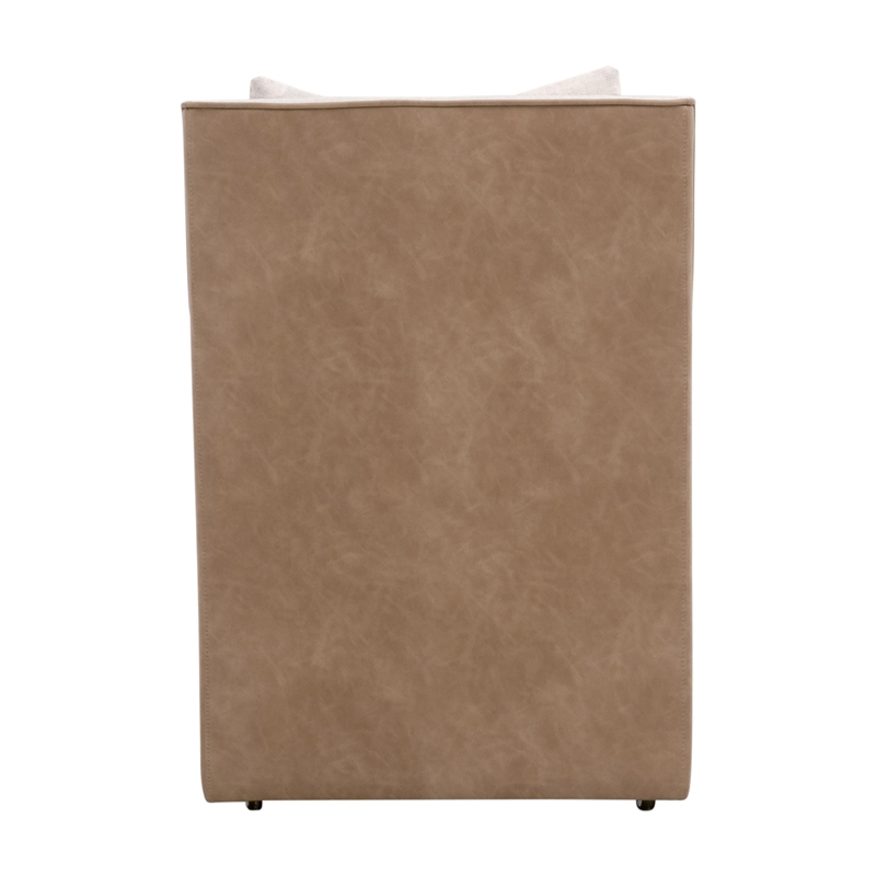 harmony arm chair with casters - beige & brown fabric