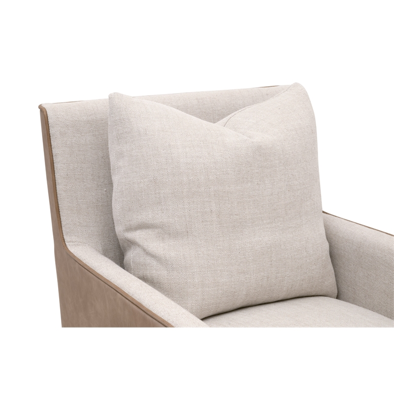harmony arm chair with casters - beige & brown fabric