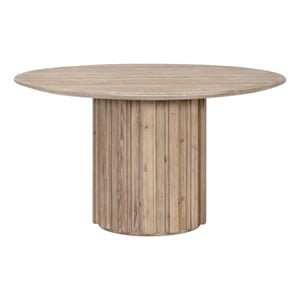 Roma 54&quot Round Dining Table - Natural Beige Solid Wood