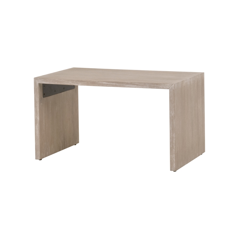Dovetail Upholstered Coffee Table - Beige Fabric & Natural Gray Wood