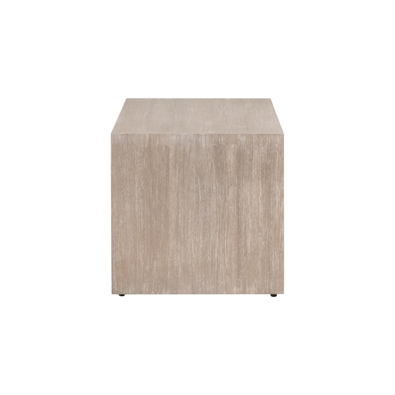 Dovetail Upholstered Coffee Table - Beige Fabric & Natural Gray Wood