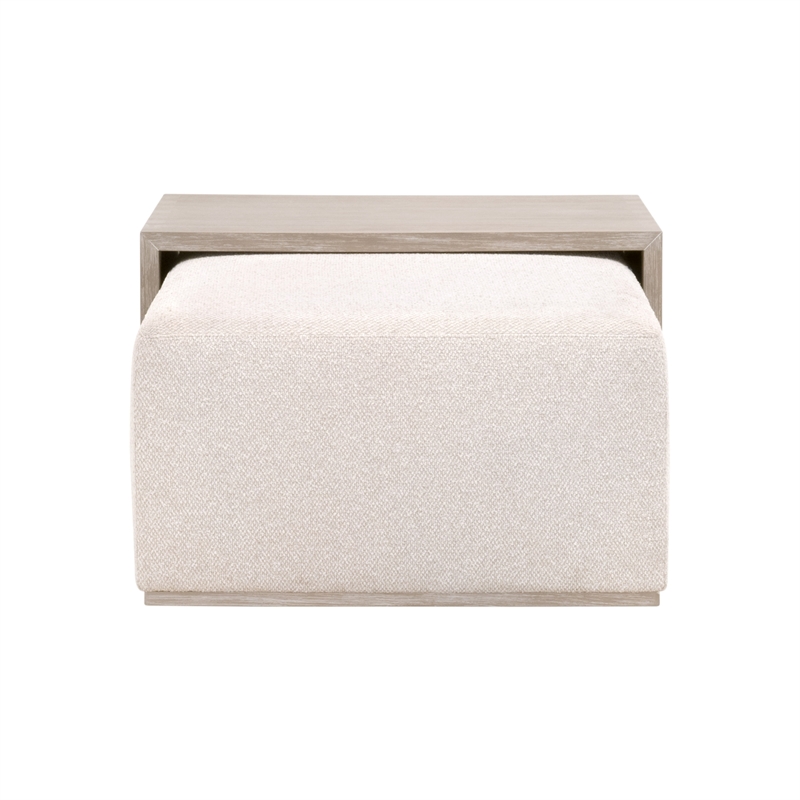 Dovetail Upholstered Coffee Table - Beige Fabric & Natural Gray Wood