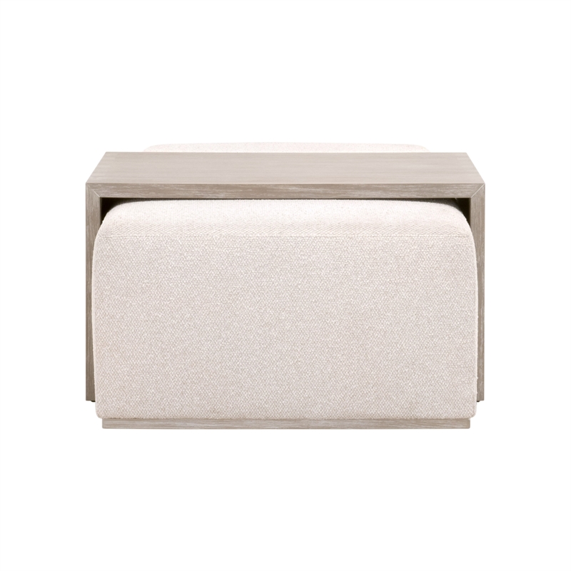 Dovetail Upholstered Coffee Table - Beige Fabric & Natural Gray Wood