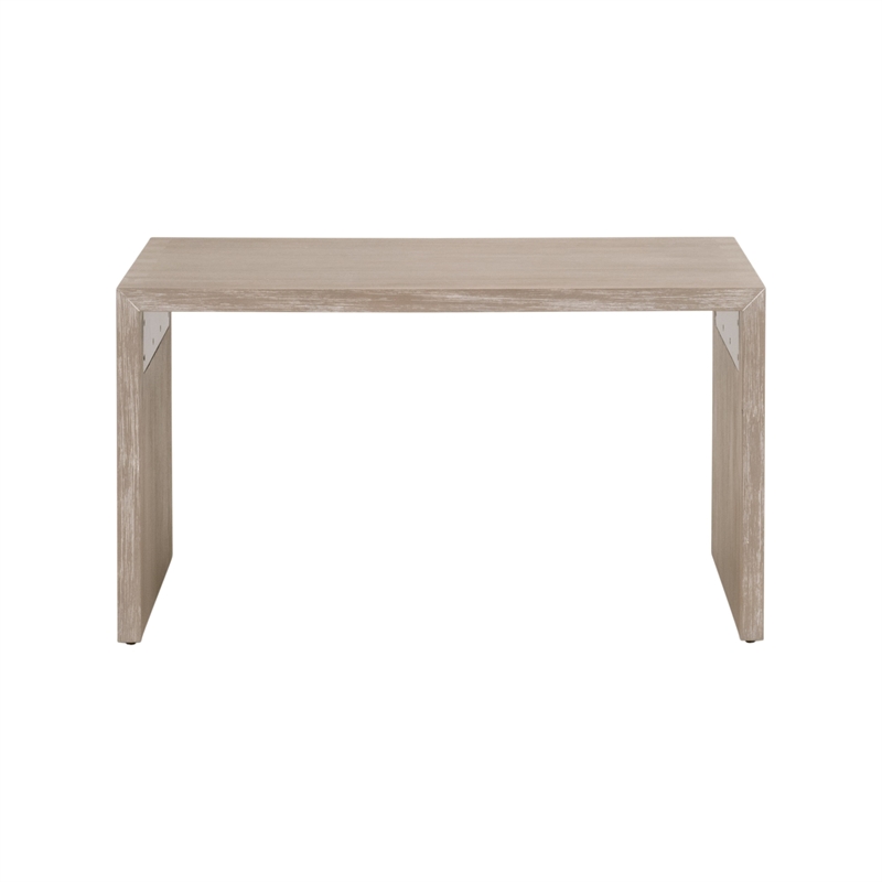 Dovetail Upholstered Coffee Table - Beige Fabric & Natural Gray Wood