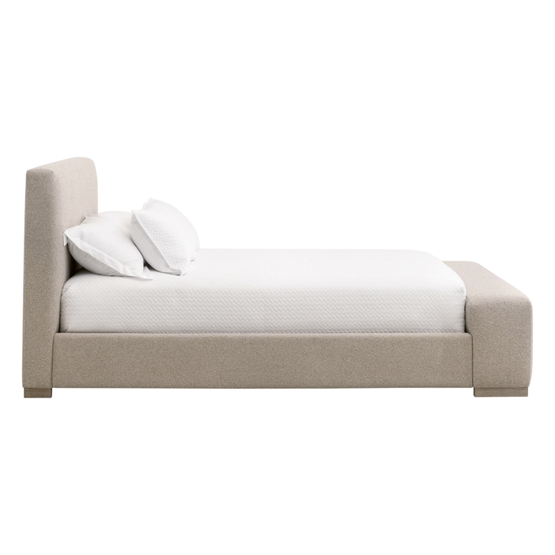 Warren Cal King Bed - Taupe Fabric & Natural Gray Wood