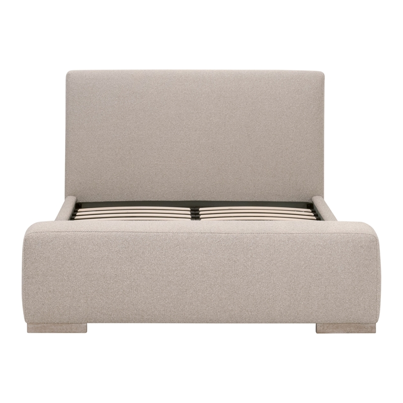 Warren Cal King Bed - Taupe Fabric & Natural Gray Wood