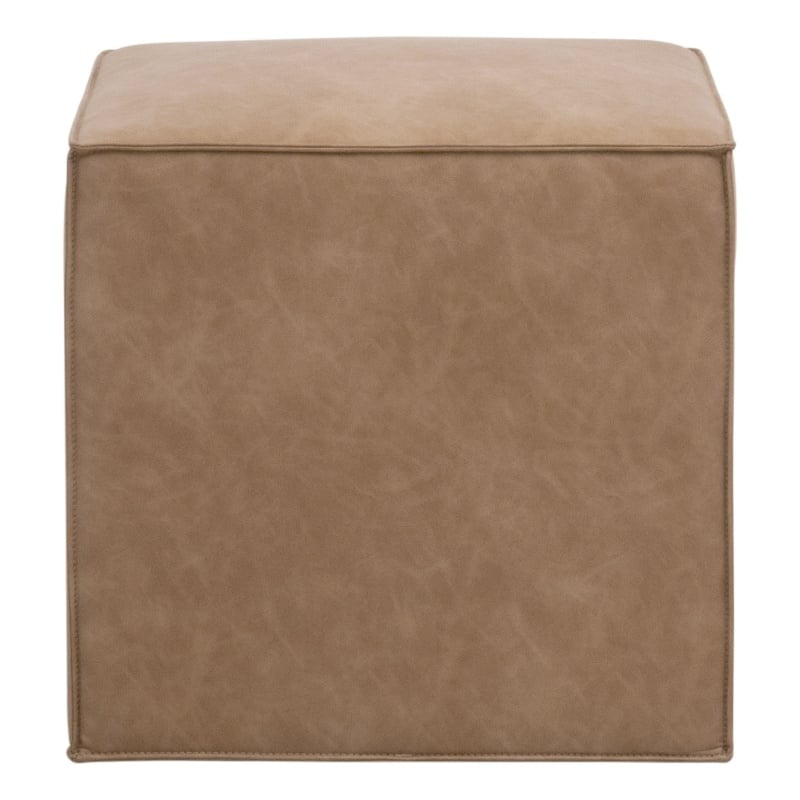 Knox Accent Cube - Brown Fabric With Flange Edge