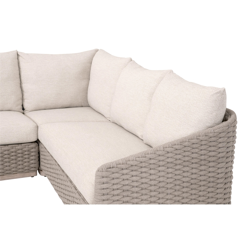 Essentials For Living Caspian Outdoor Modular Right Facing 1-Arm Sofa Off White
