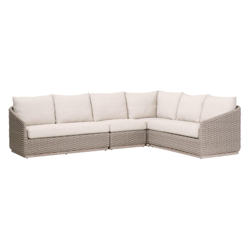 Essentials For Living Caspian Outdoor Modular Armless Sofa Chair in Off White