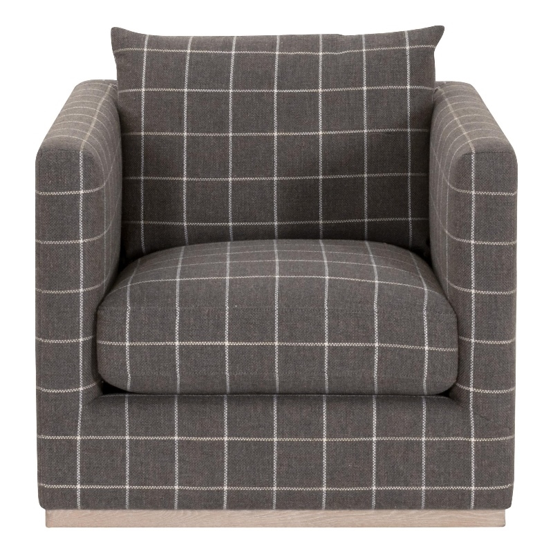 Essentials For Living Siena Plinth Base Swivel Club Chair in Natural Gray Oak