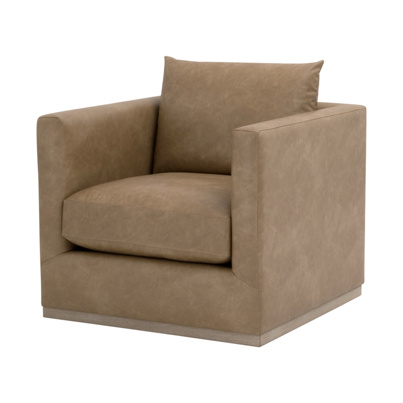 Essentials For Living Siena Plinth Base Swivel Club Chair in Natural Gray Oak