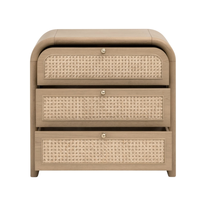 Essentials For Living Cannes 3-Drawer Nightstand in Natural Oak
