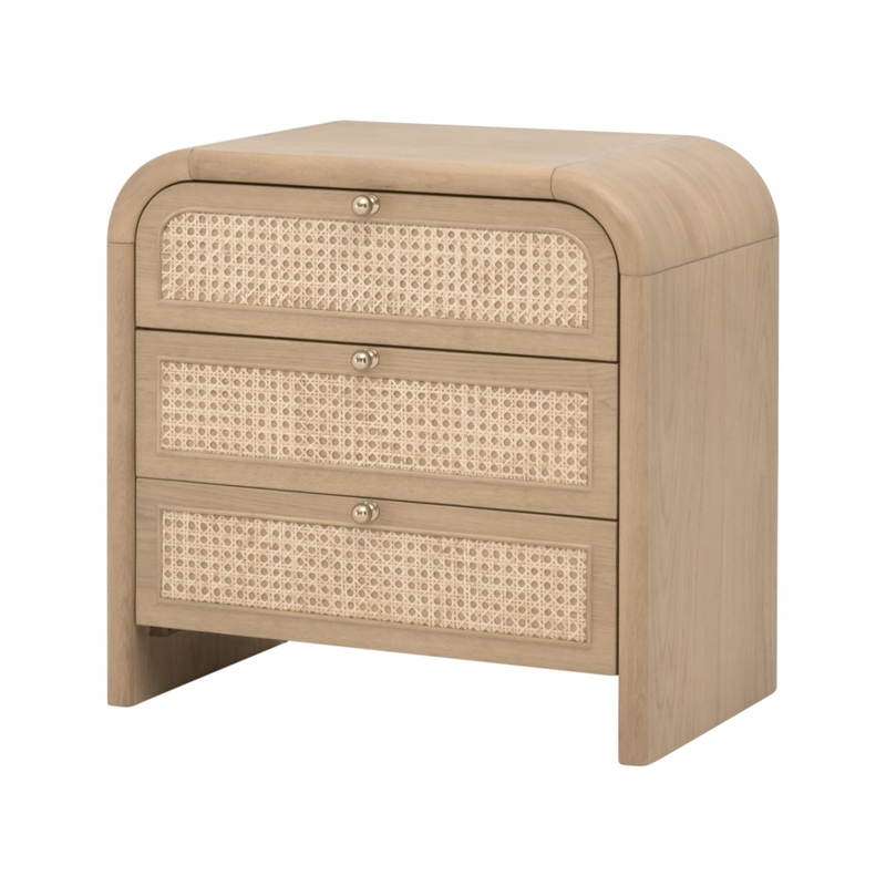 Essentials For Living Cannes 3-Drawer Nightstand in Natural Oak