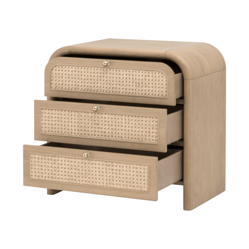 Essentials For Living Cannes 3-Drawer Nightstand in Natural Oak