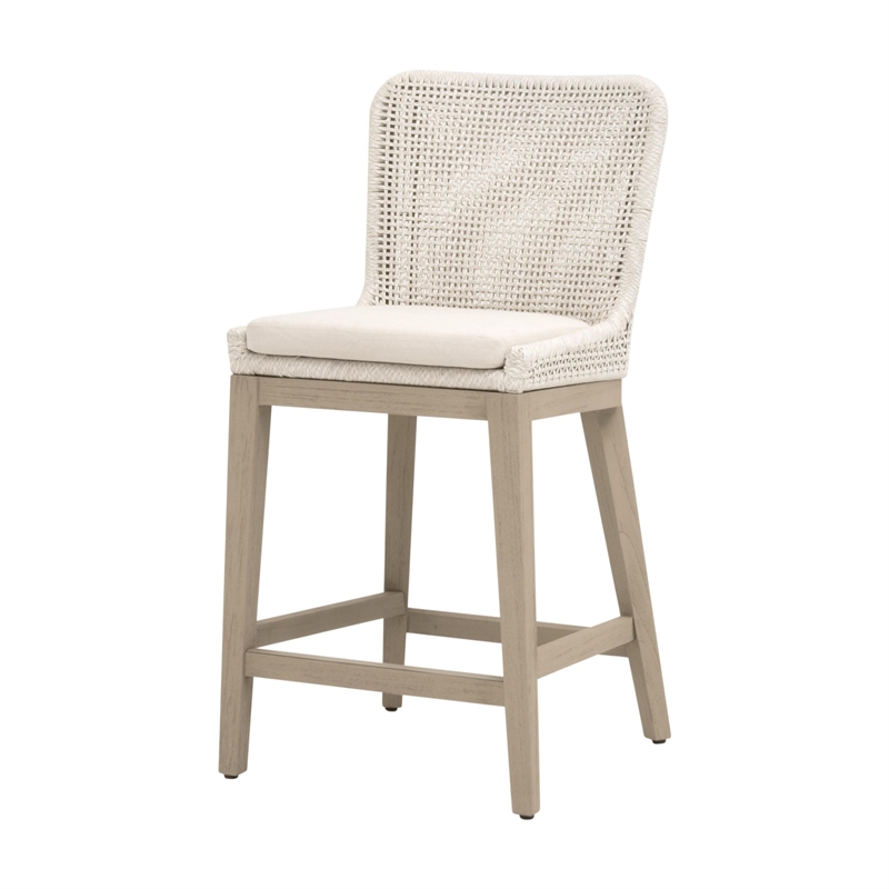 Star International Mesh Outdoor Counter Stool in Shell and Washed Ever Teak
