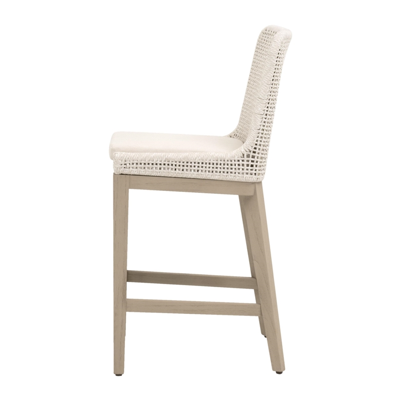Star International Mesh Outdoor Counter Stool in Shell and Washed Ever Teak