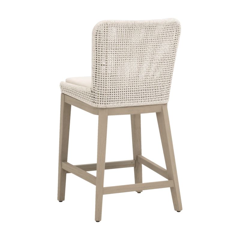 Star International Mesh Outdoor Counter Stool in Shell and Washed Ever Teak