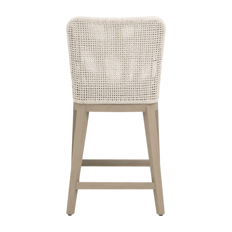 Star International Mesh Outdoor Counter Stool in Shell and Washed Ever Teak
