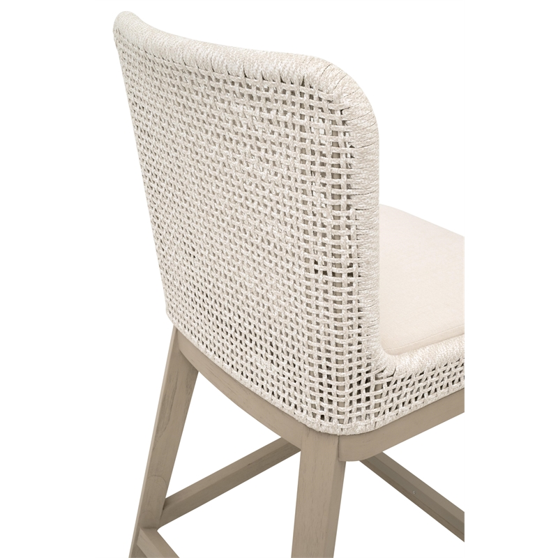 Star International Mesh Outdoor Counter Stool in Shell and Washed Ever Teak