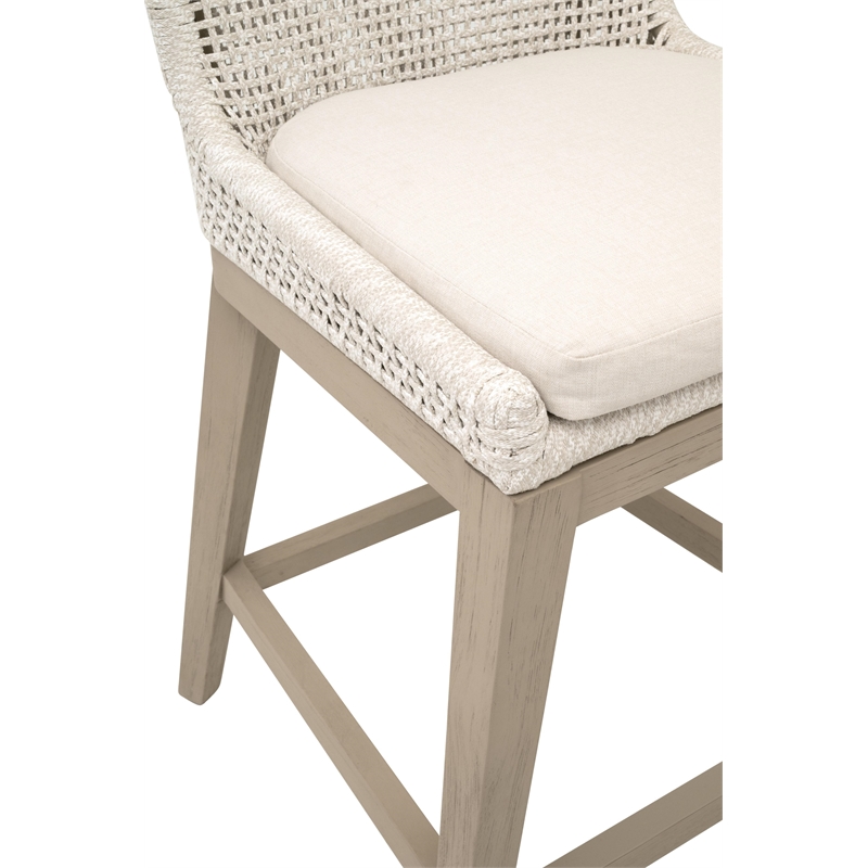Star International Mesh Outdoor Counter Stool in Shell and Washed Ever Teak