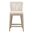Star International Mesh Outdoor Counter Stool in Shell and Washed Ever Teak