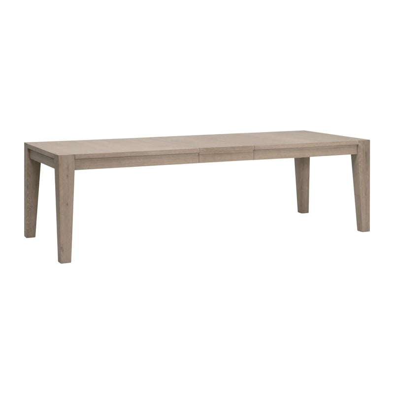 Canal Extension Dining Table in Smoke Gray Oak with Brushed Gold Inlay