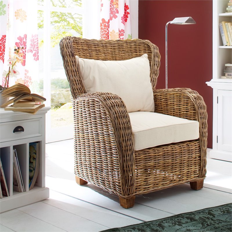 NovaSolo Wickerworks Solid Mahogany Frame Queen Chair