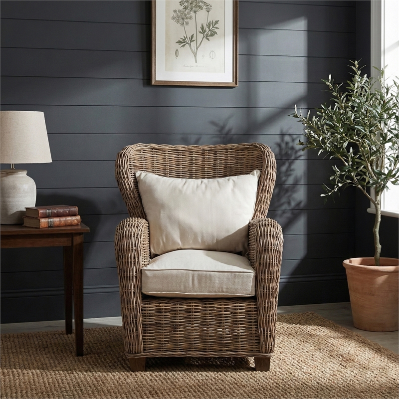 NovaSolo Wickerworks Solid Mahogany Frame Queen Chair