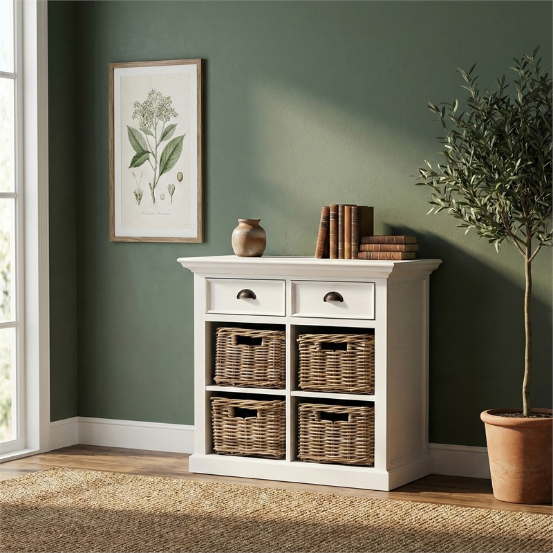 NovaSolo Halifax Medium Buffet with 4 Baskets in Pure White