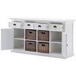 NovaSolo Halifax Buffet Table/Sideboard with 4 Baskets in Pure White