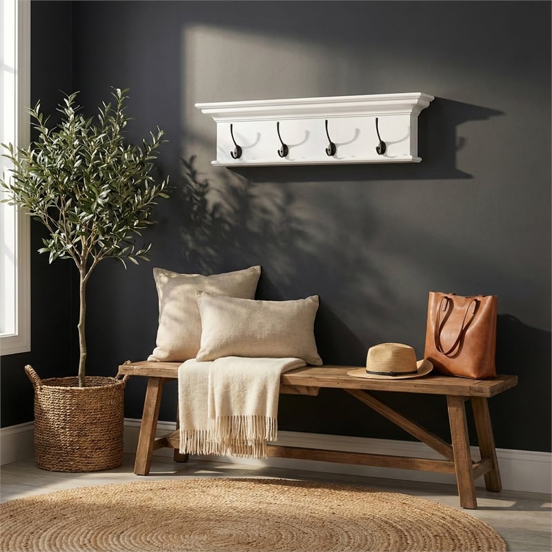 NovaSolo Halifax 4-Hook Coat Rack in Pure White