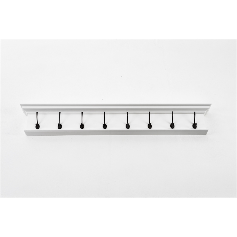 NovaSolo Halifax 8-Hook Mahogany Wood Coat Rack in Classic White