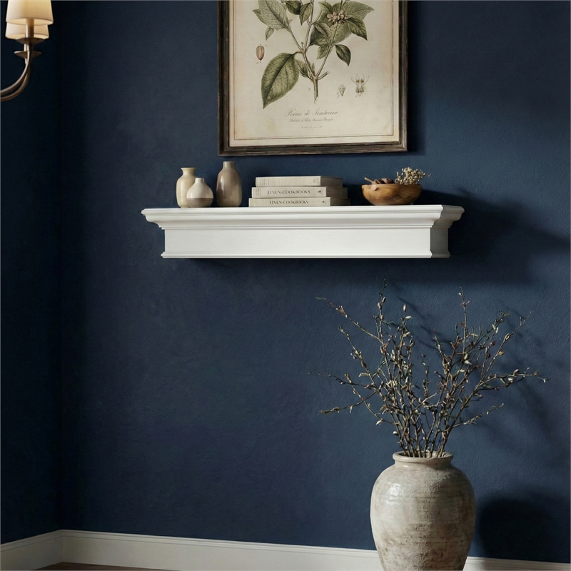 NovaSolo Halifax Long Floating Wall Shelf in Pure White